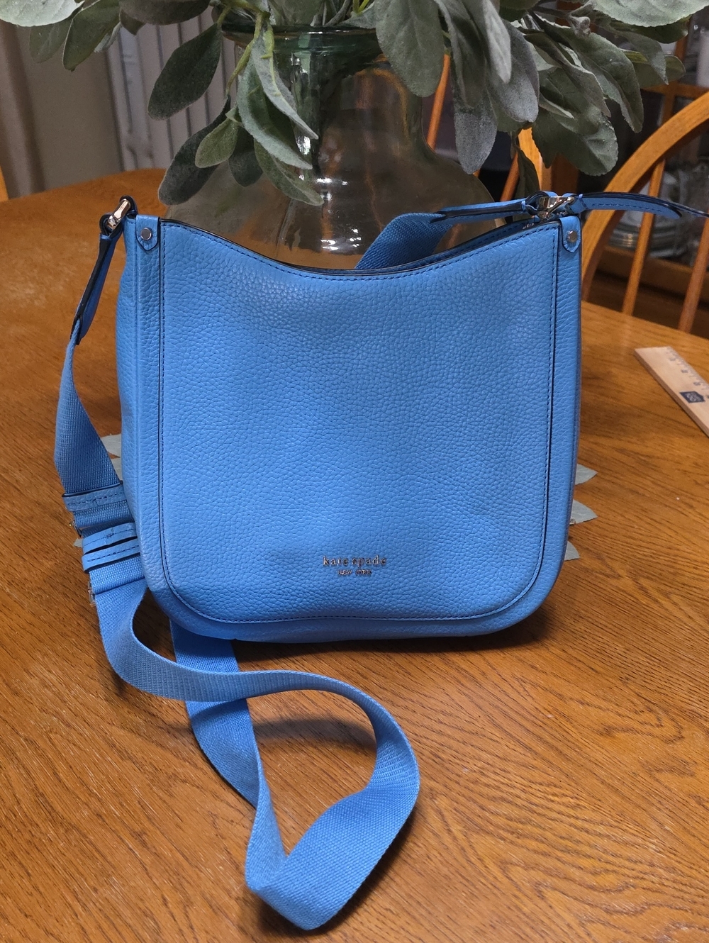 Kate Spade Blue Pebbled Leather Crossbody Bag